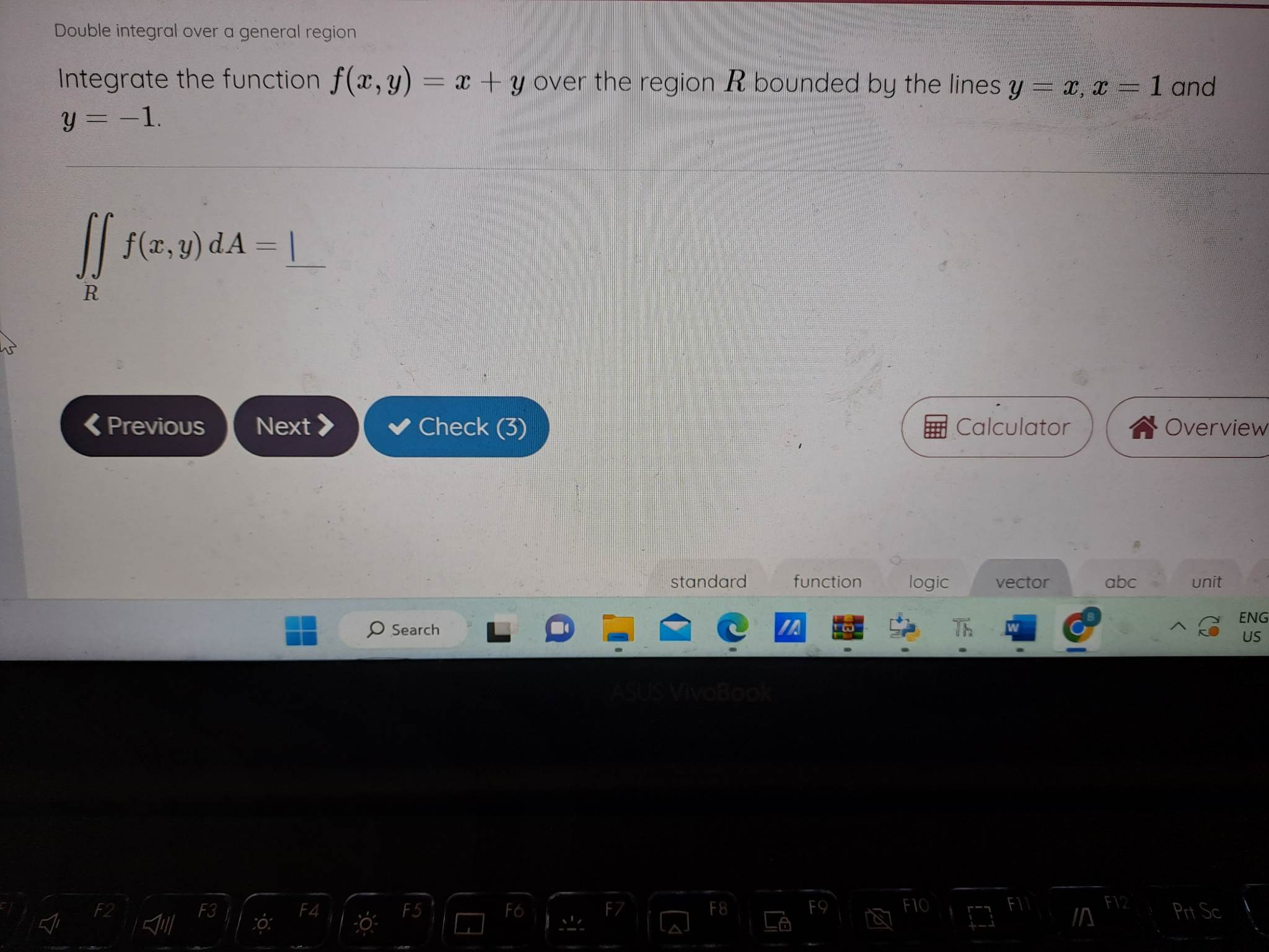 = x + y over the region R bounded by the lines