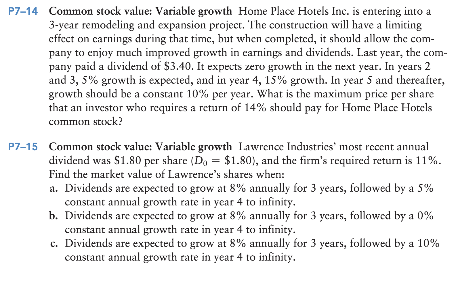 I understand the concepts, but can't apply well. P714 P715 Common stock