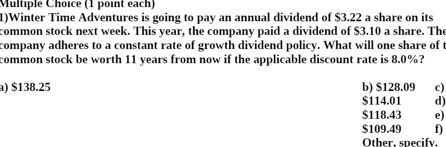 pay an annual dividend of $3.22 a share on its common stock