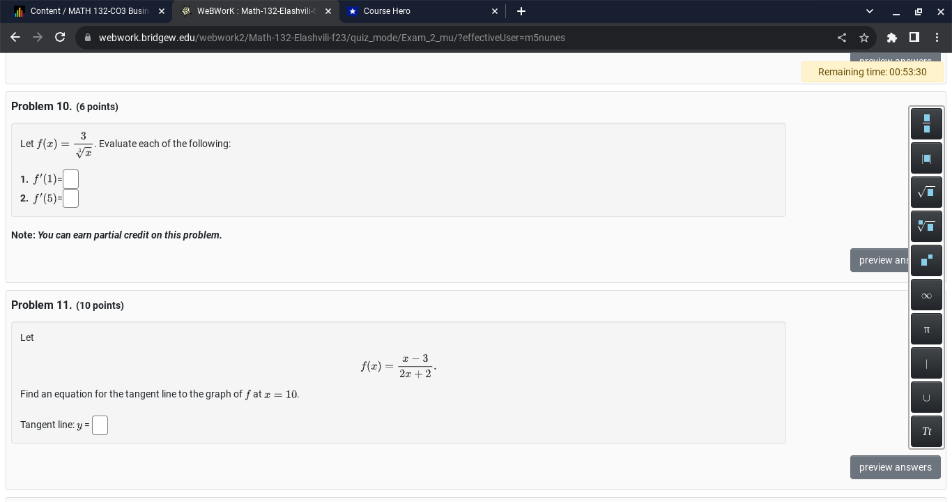 Content / MATH 132-C03 Busin x WeBWork : Math-132-Elashvili-f > *