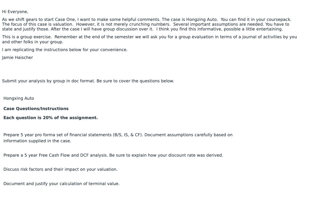  Hi Everyone, As we shift gears to start Case One, I