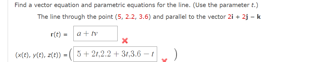 plane through the point (6, 7, 2) and with normal vector 3i
