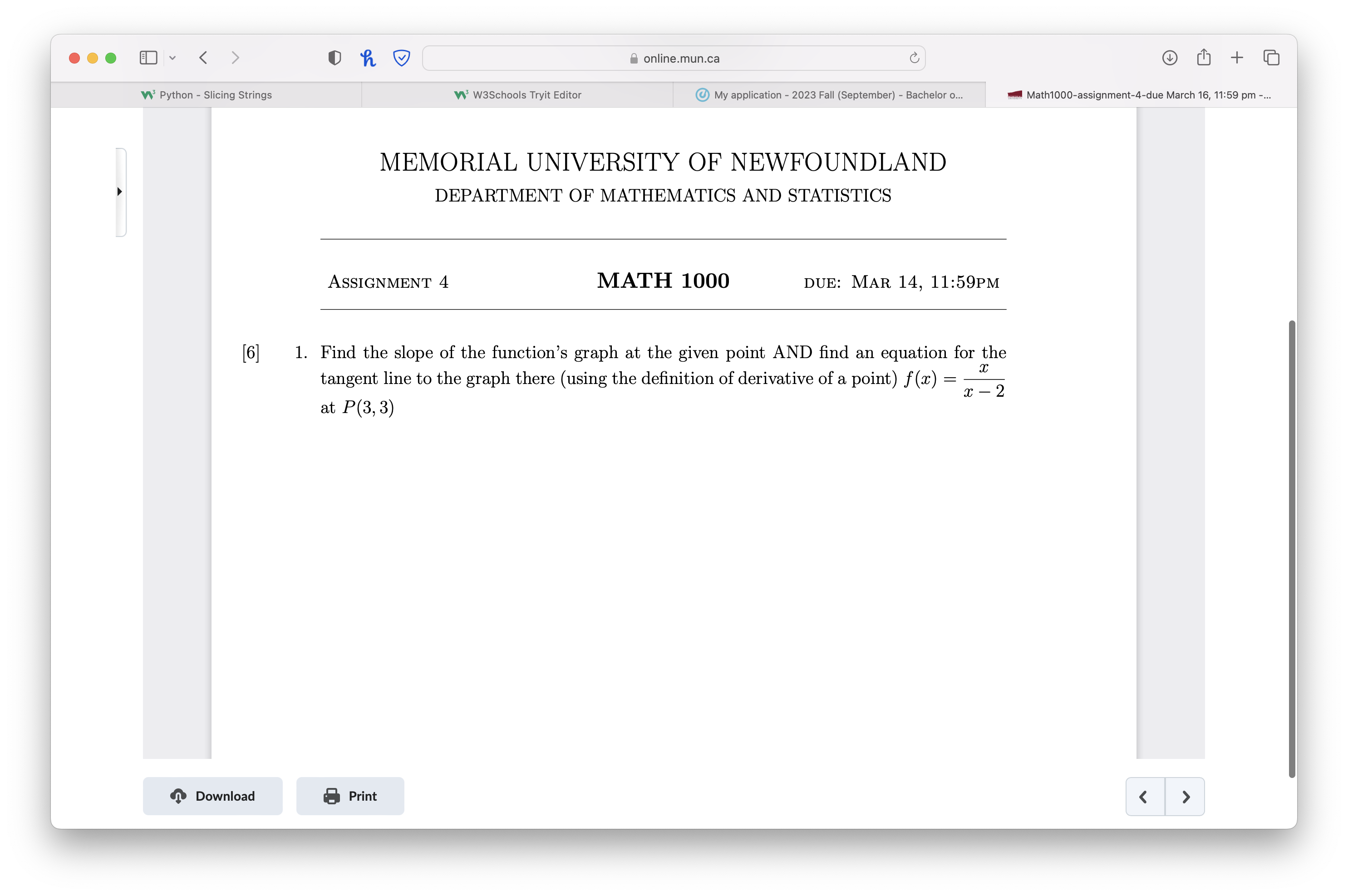  . . . B V Oh V online.mun.ca OU+ Python -