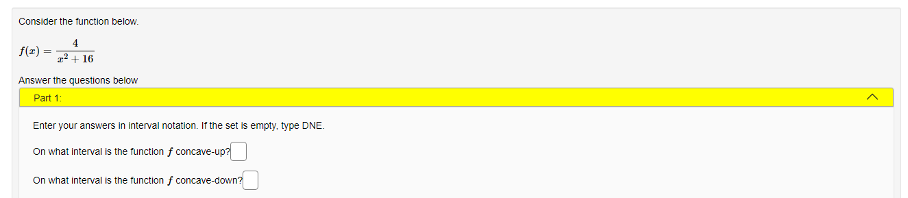 intervals on which the given function is concave up or down and