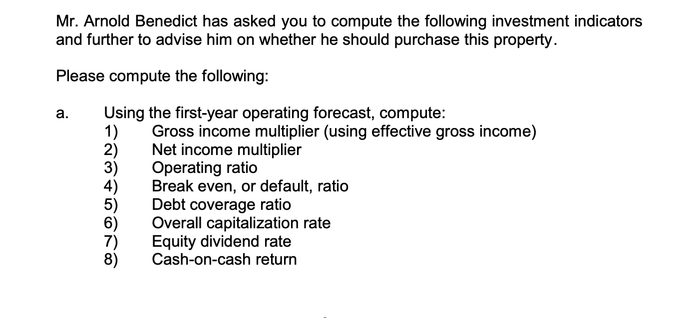 following estimates from an investment analyst for the BTCF and ATCF (before