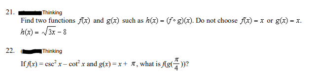 = (fog)(x). Do not choose /(x) = x or g(x) = x.
