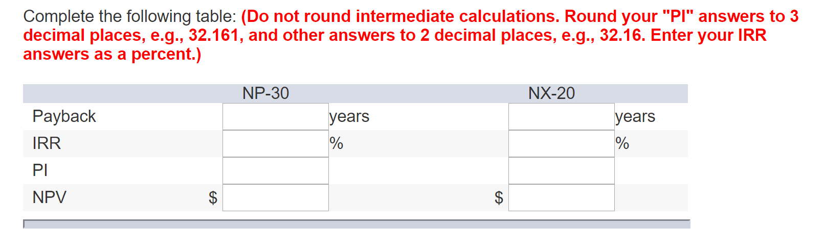 is considering. Assume the discount rate for both products is 16 percent.Project
