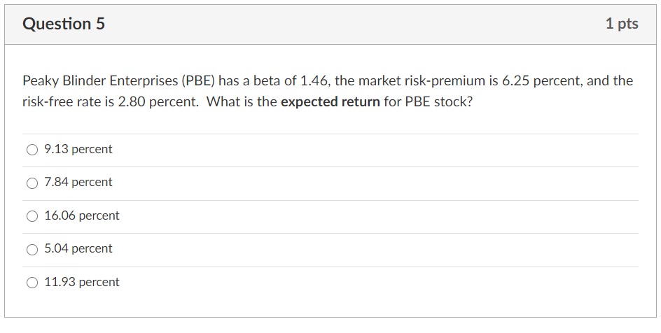 stock has an expected return of 10.2 percent, the risk-free rate is