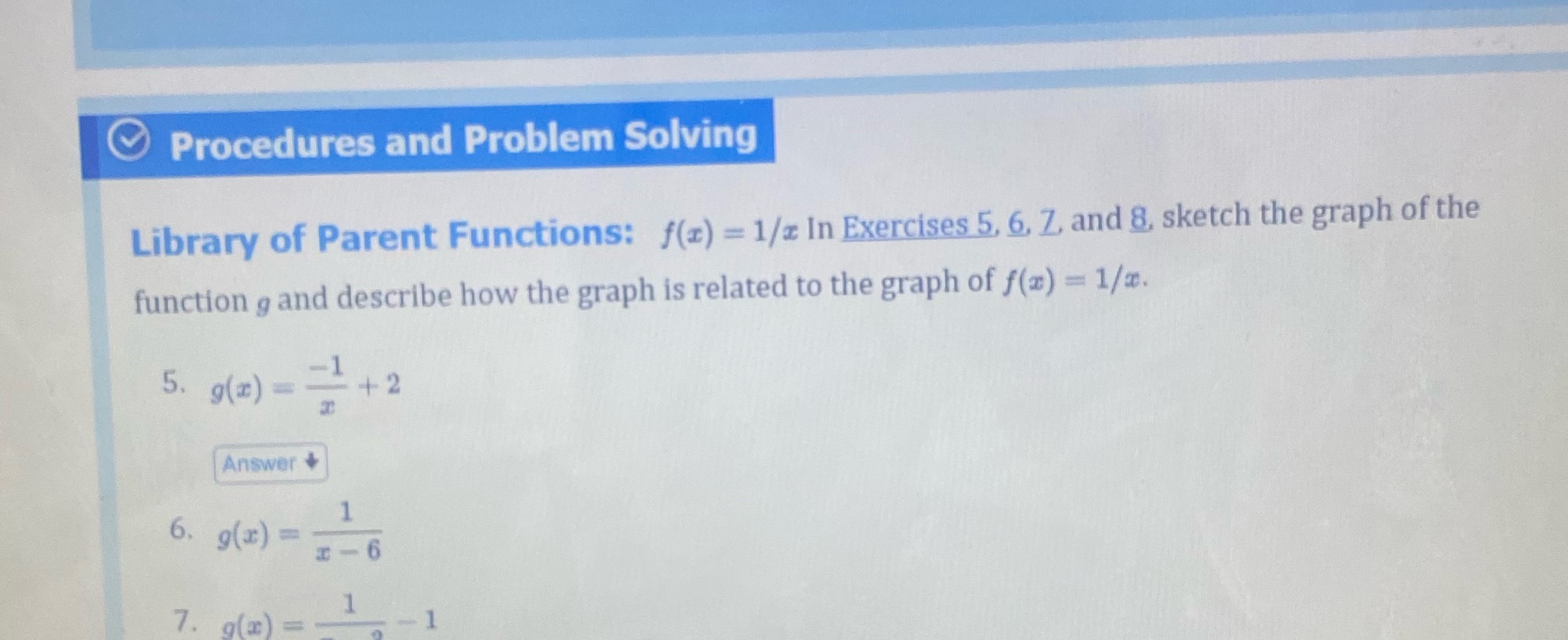 Library of Parent Functions: f(z) = 1/z In Exercises 5, 6, Z