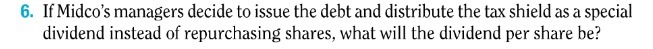 the tax shield as a special dividend instead nf repurchasing shares, what
