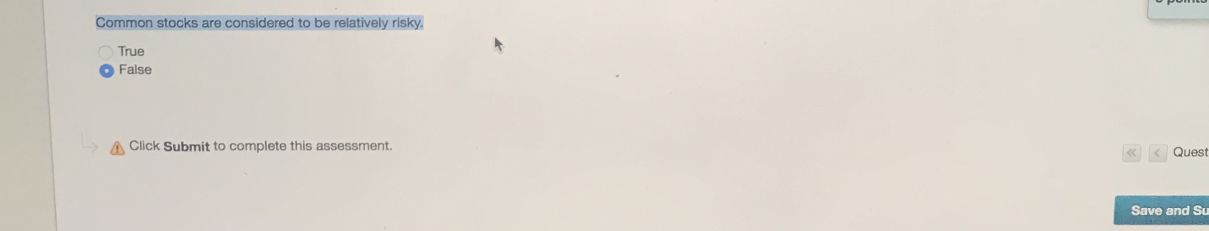 sitting. Do not leave the test before clicking Save and Submit. all