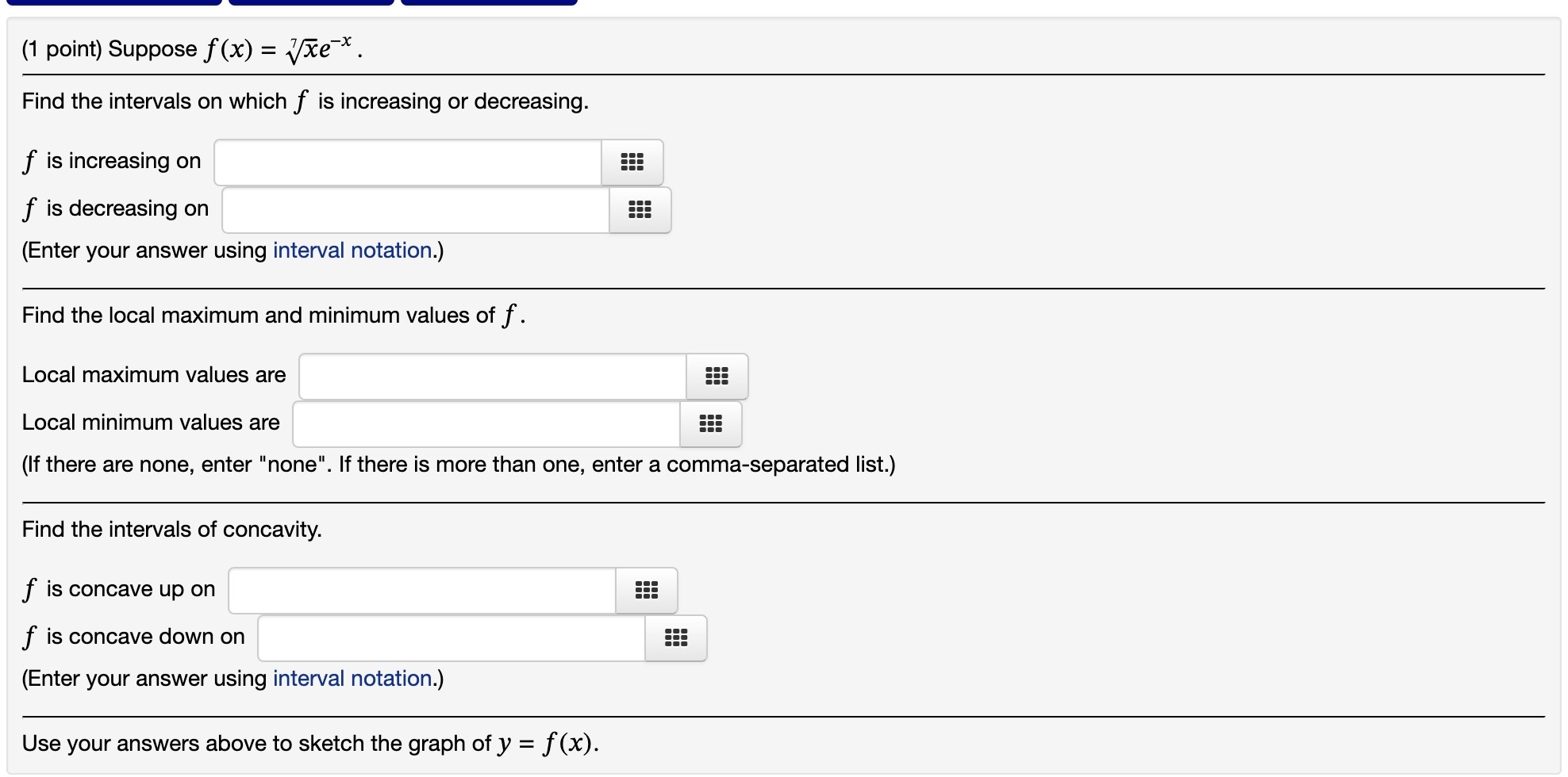 pairs. If there are no absolute maxima, enter "none". Where does the