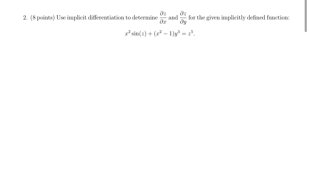 the given implicitly defined function: x2 sin(2) + (x2 - 1)y3 =