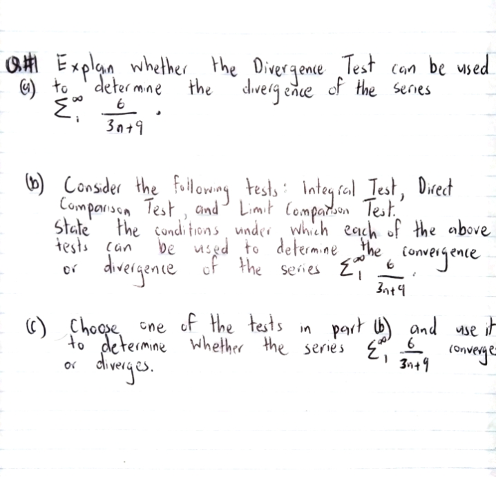 Off Explain whether the Divergence Test can be used to determine