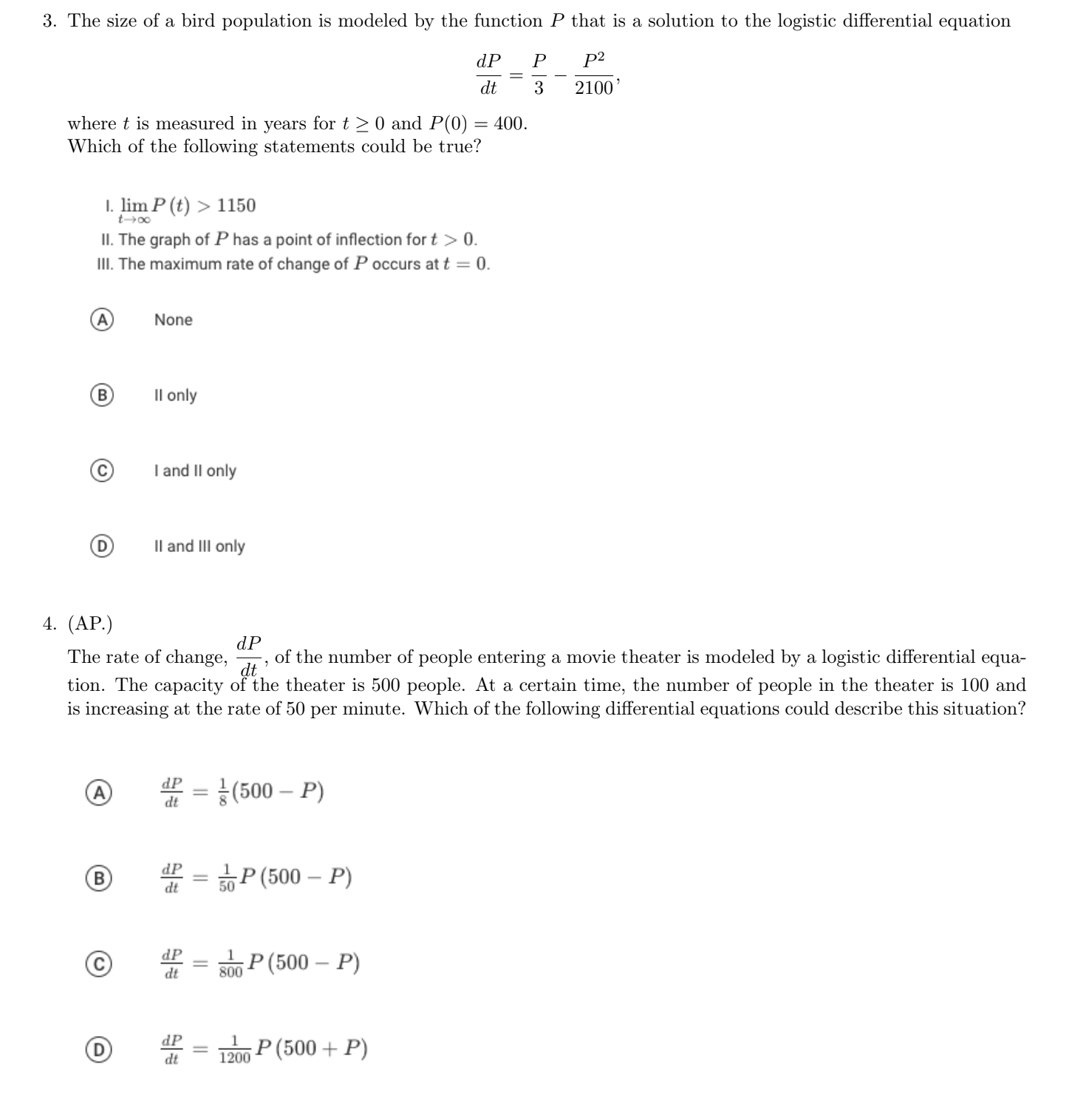 Equations dt dy = k(L - y)y ( or at dy =