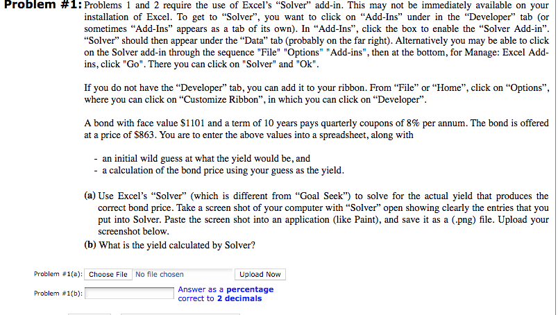  Problem #1:Problems 1 and 2 require the use of Excel's "Solver"