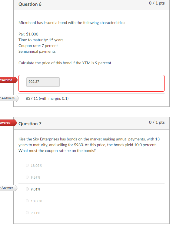 characteristics: Par: $1,000 Time to maturity: 15 years Coupon rate: 7 percent