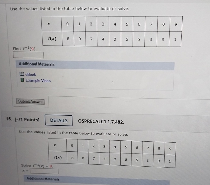 solve. 5 7 9 X 4 6 f(x ) 6 5 3