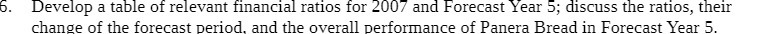 Forecast Year 5; discuss the ratios, their ange of the forecast oerlod.