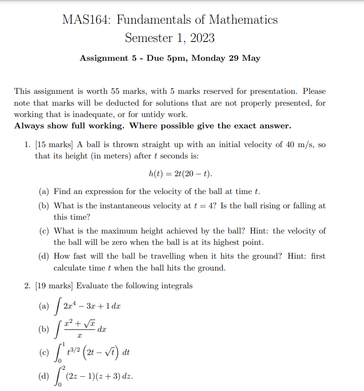 of li-"lathematies Semester 1? 2023 Assignment 5 - Due 5pm, IvIt:nnda3,.r 29