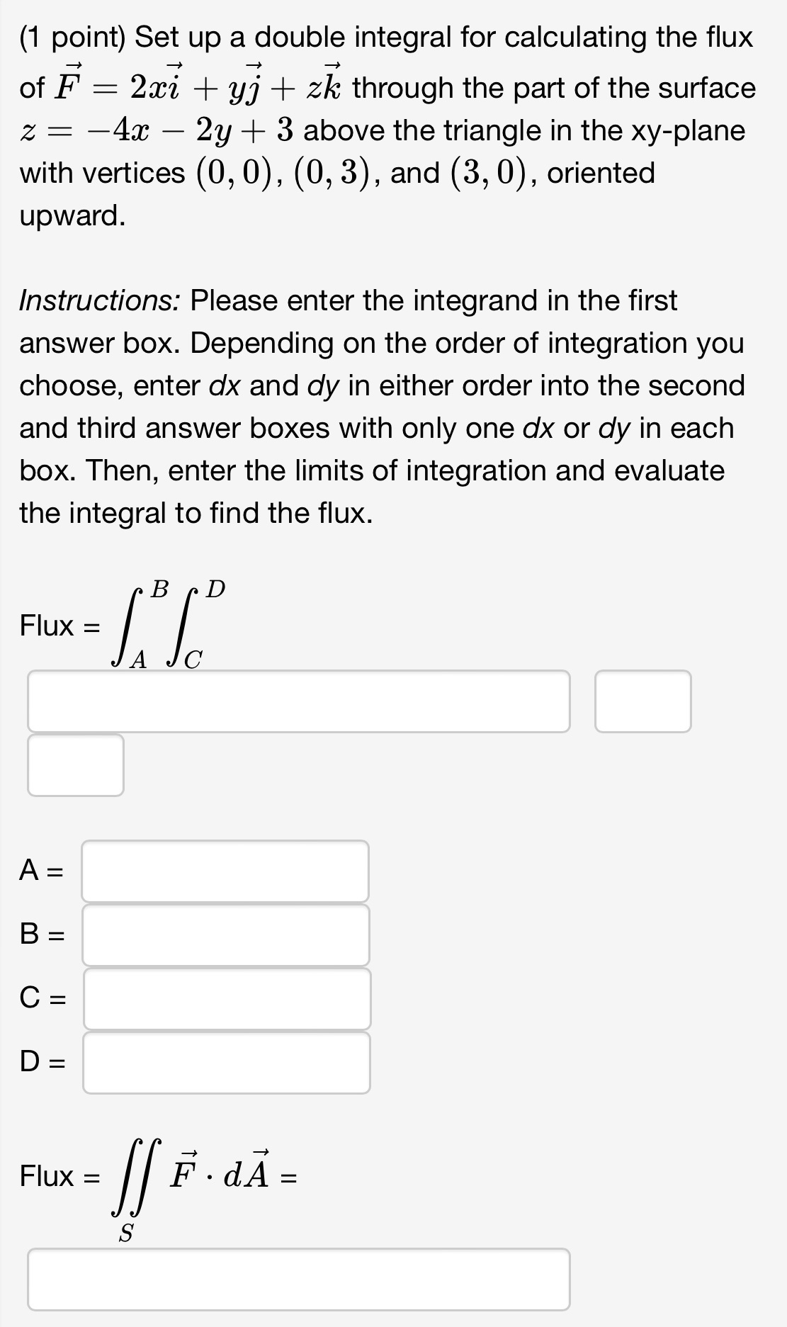 Can someone solve this? (1 point) Set up a double integral