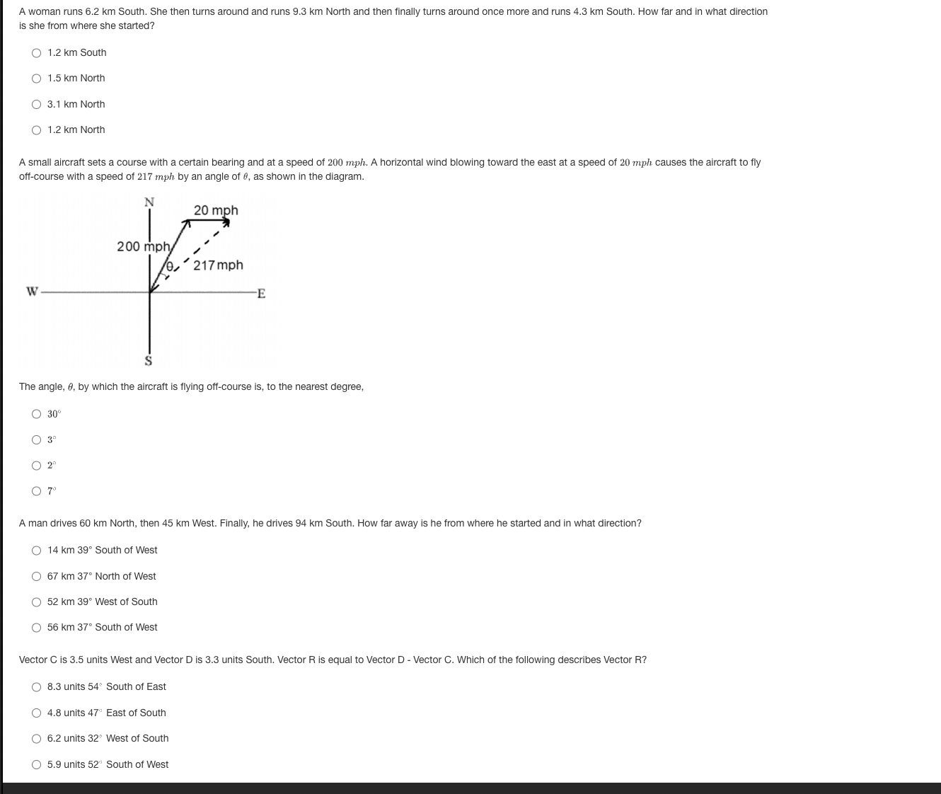 Which of the tollowing represems the subtraction of Hector A - Vector