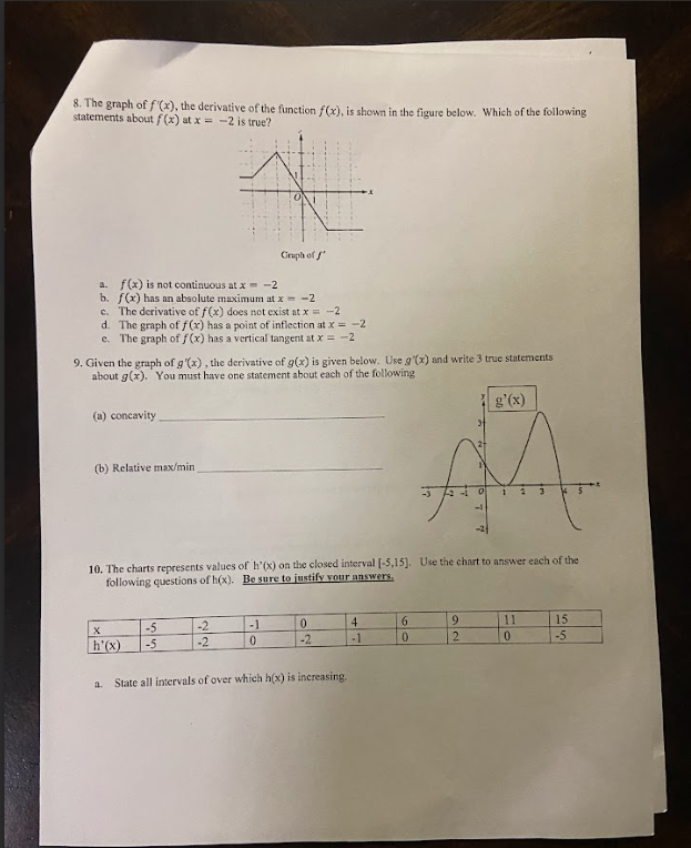 in all of the responses that apply, show all work, and justify