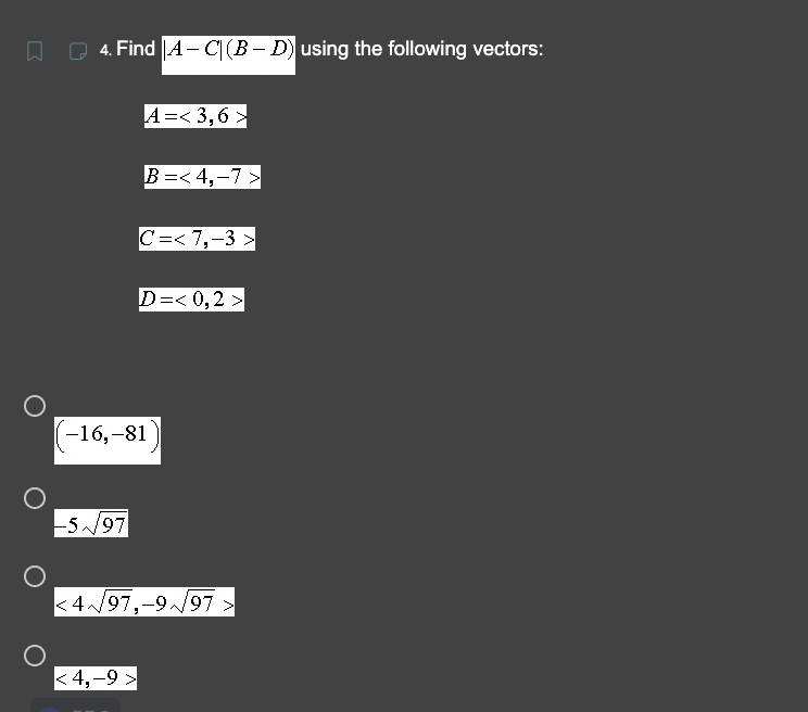 is 3 units down and Vector D is 5 units down. What
