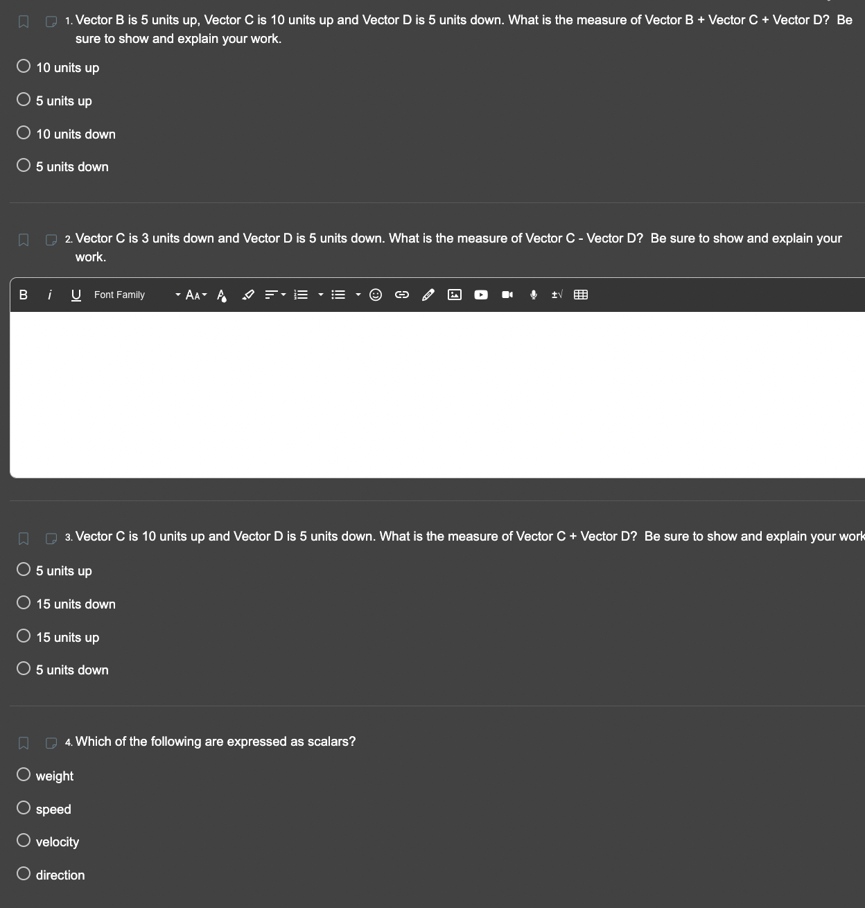 is the measure of Vector C - Vector D? Be sure to