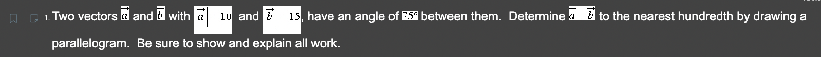 units down. What is the measure of Vector C + Vector D?