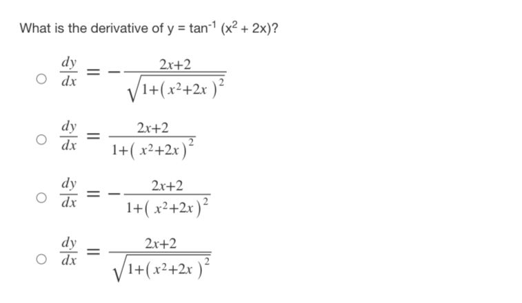 dx = 1-(x2+2x ) dy O = dx 1-(x2+2x )What is the
