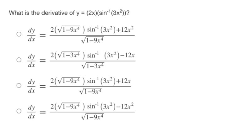 derivative of y = tan-1 (x2 + 2x)? dy 2x+2 O dx