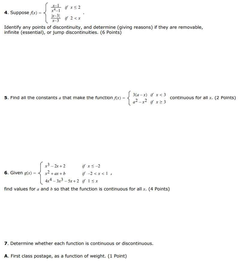 any points of discontinuity, and determine (giving reasons) if r-+_r they are
