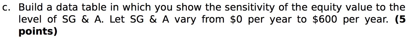 (2. Build a data table in which you show the sensitivity