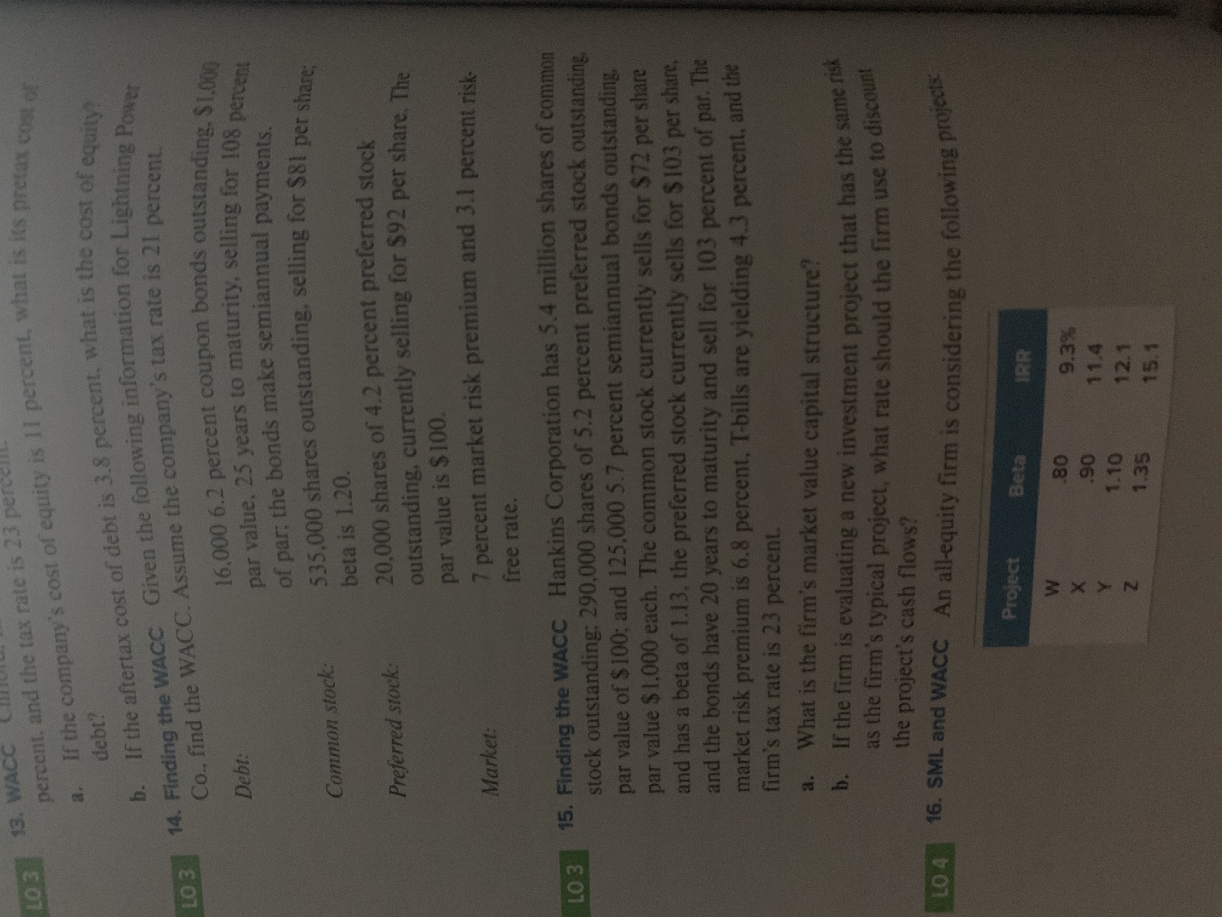 Finding the WACC problem number 15 103 13. WACC percent, and