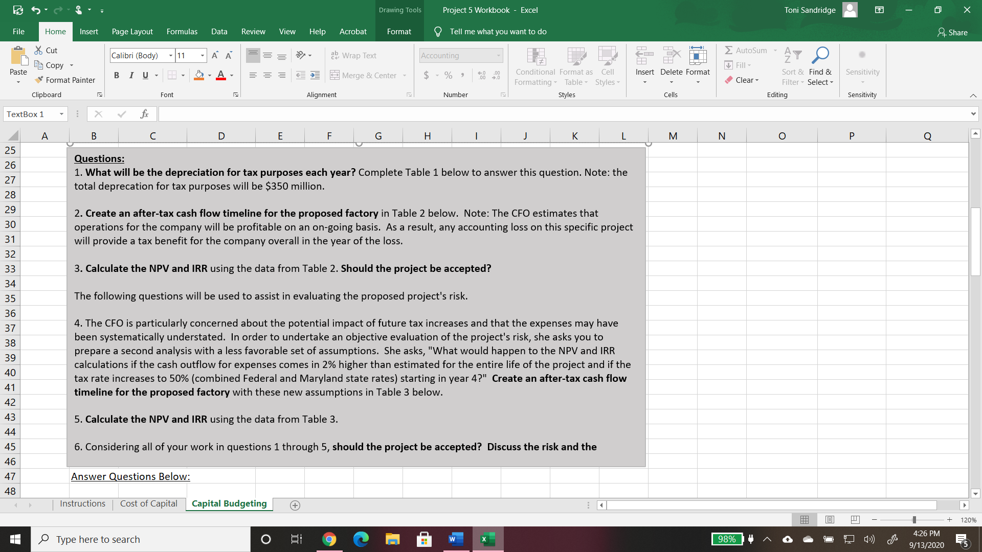 Sandridge X File Home Insert Page Layout Formulas Data Review View Help