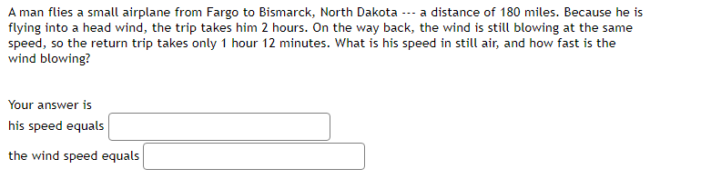 still blowing at the same speed, so the return trip takes only