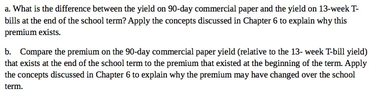 a. 1What is the difference between the yield on 90-day commercial