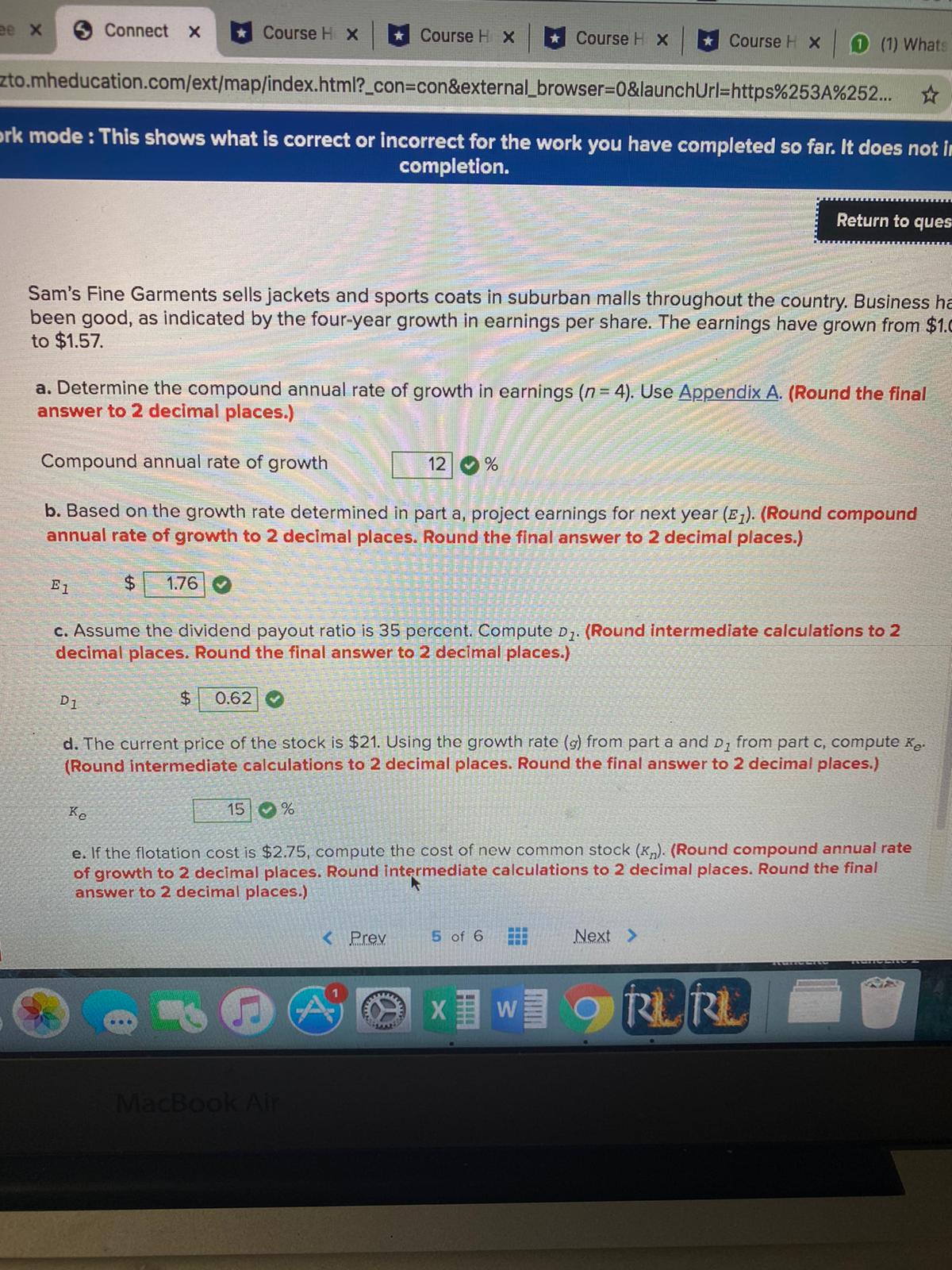  Need Part E! ee X Connect x Course H x *Course