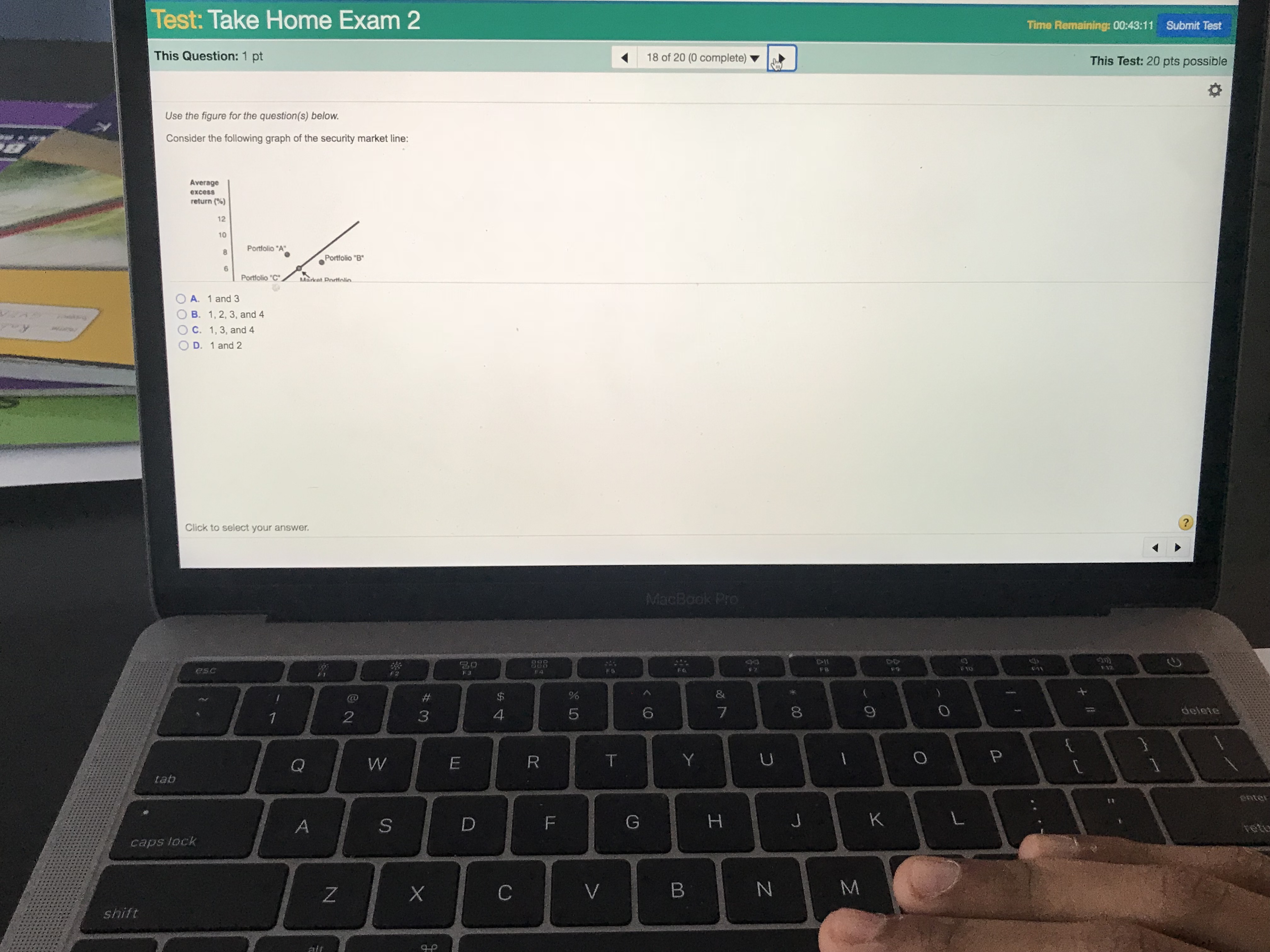 for the question(s) below. Consider the following graph of the security market