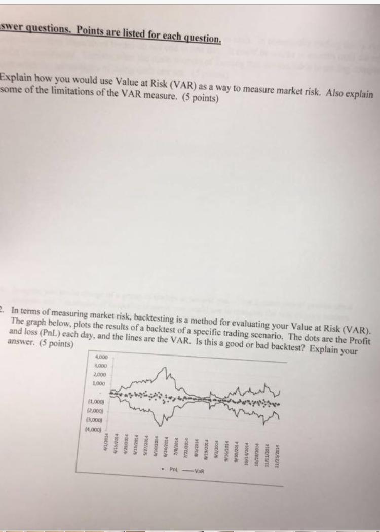 would use Value at Risk (VAR) as a way to measure market