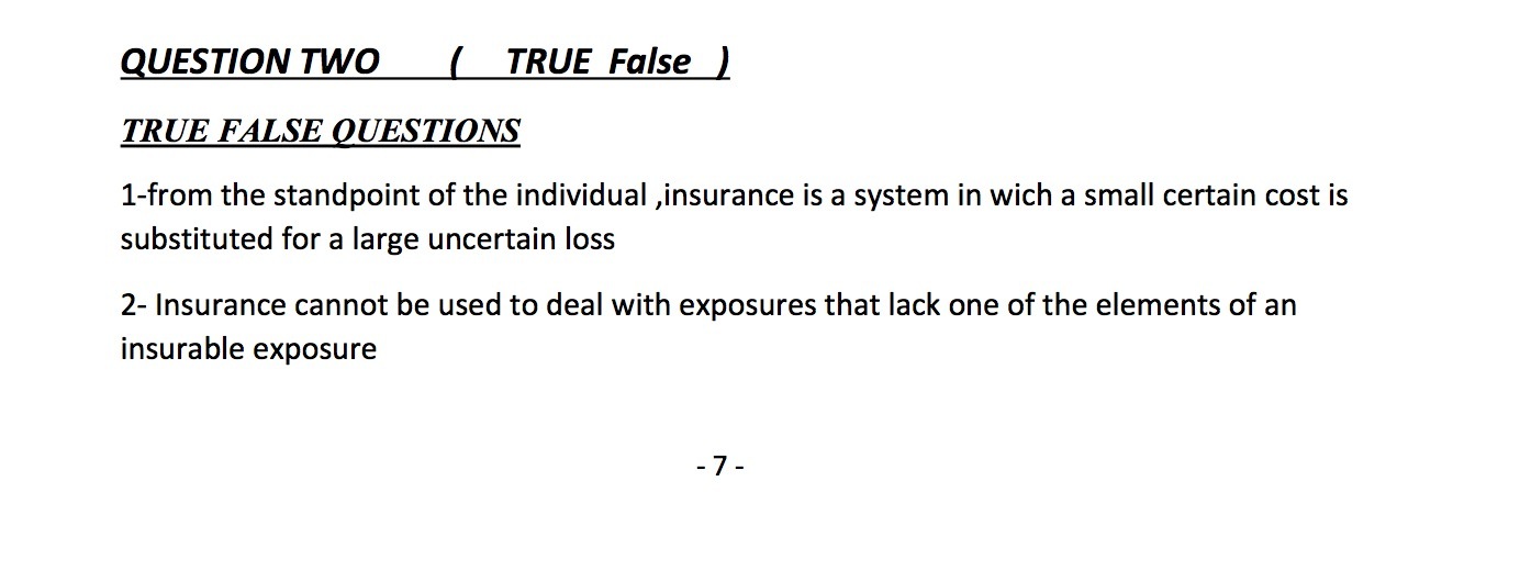 standpoint of the individual ,insurance is a system in wich a small