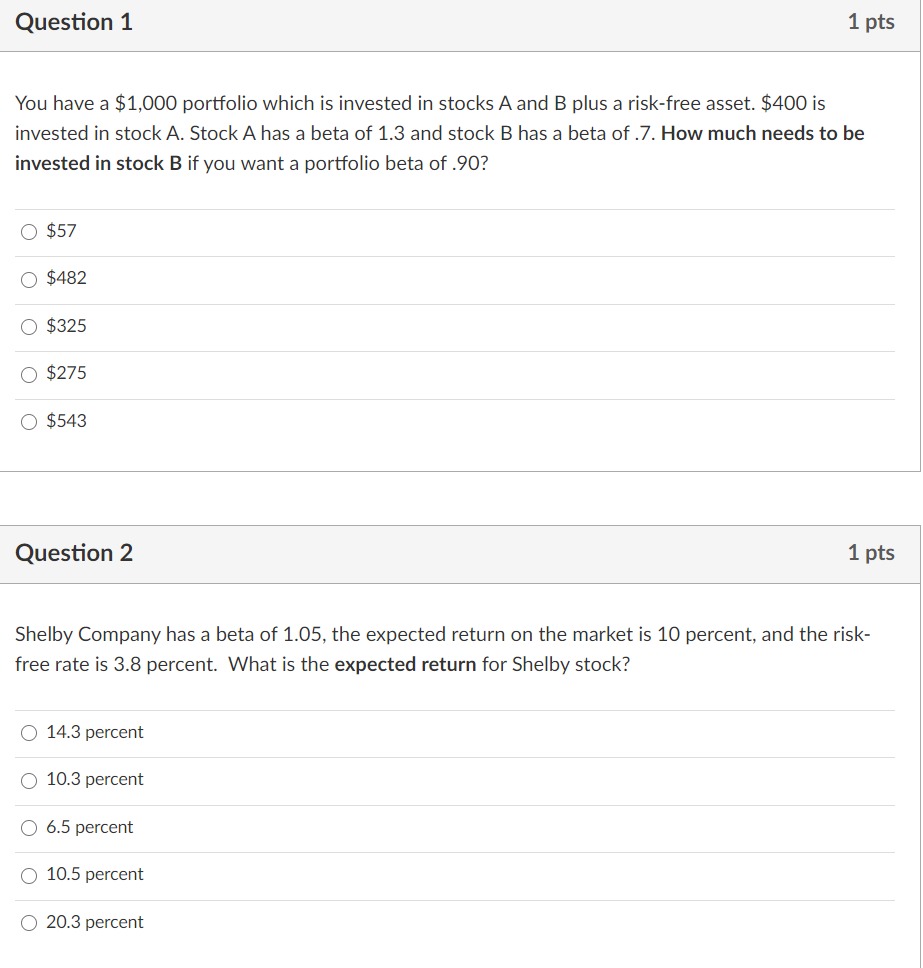 4.5 percent, and the market risk-premium is 7.5 percent. What must be