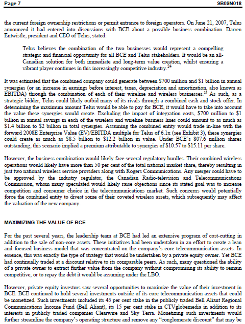 value, as evidenced by BEE stock price performance [see Exhibit 1}. With