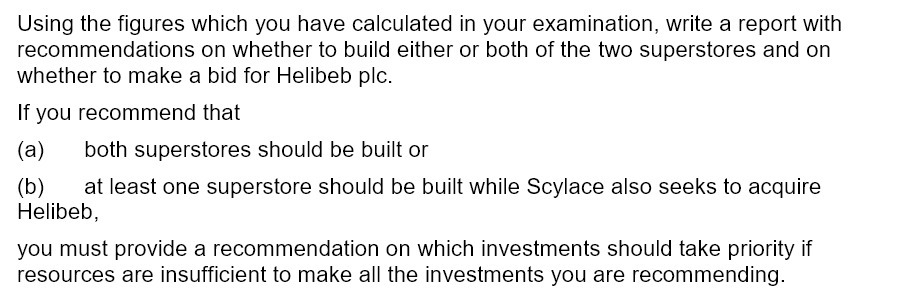  Using the figures which you have calculated in your examination, write
