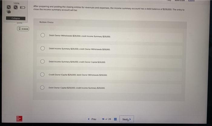 10 100% Collapse After preparing and posting the closing entries for