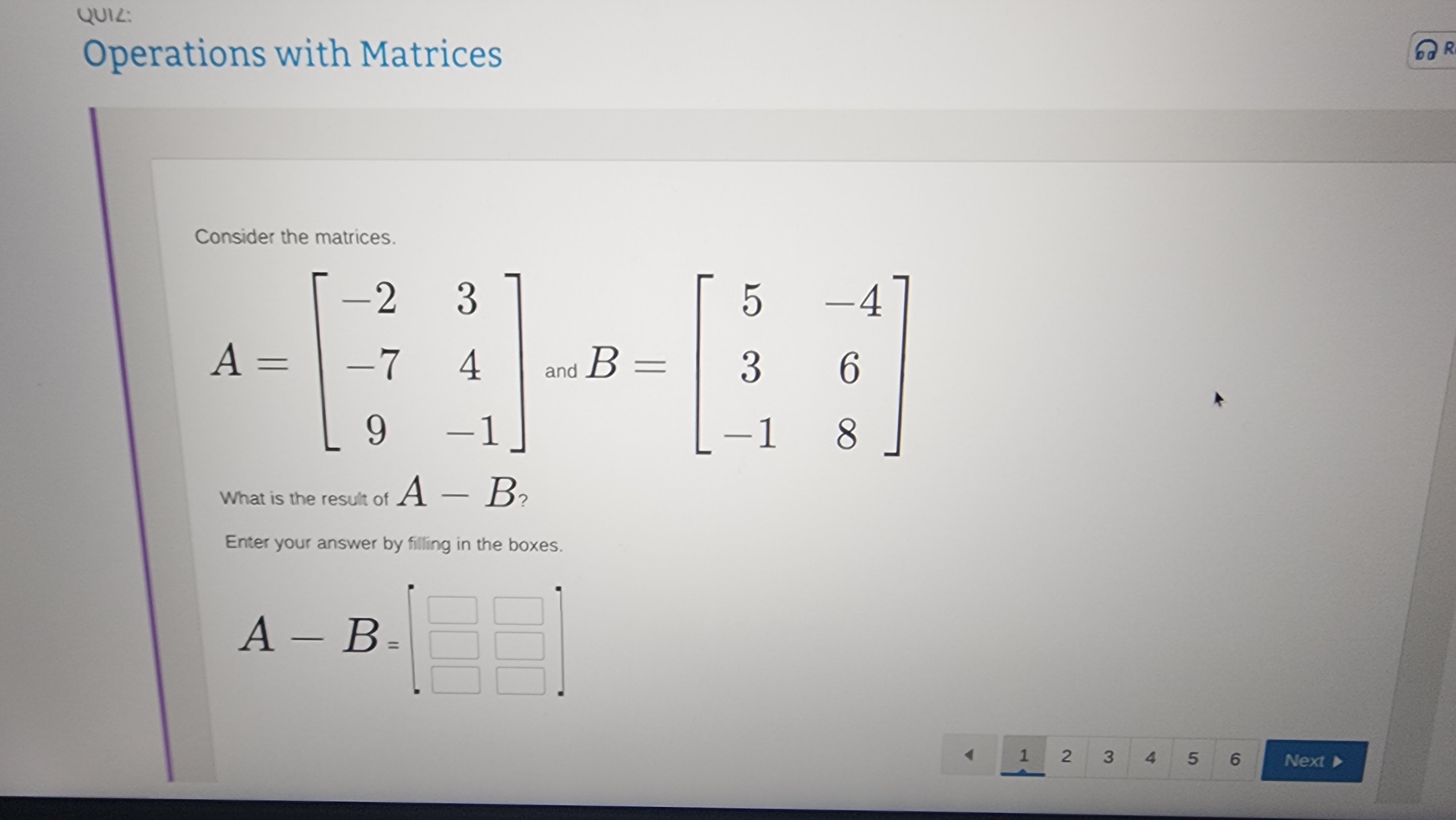 3 5 6 NextOperations with Matrices Reading Of Consider the matrices. 3