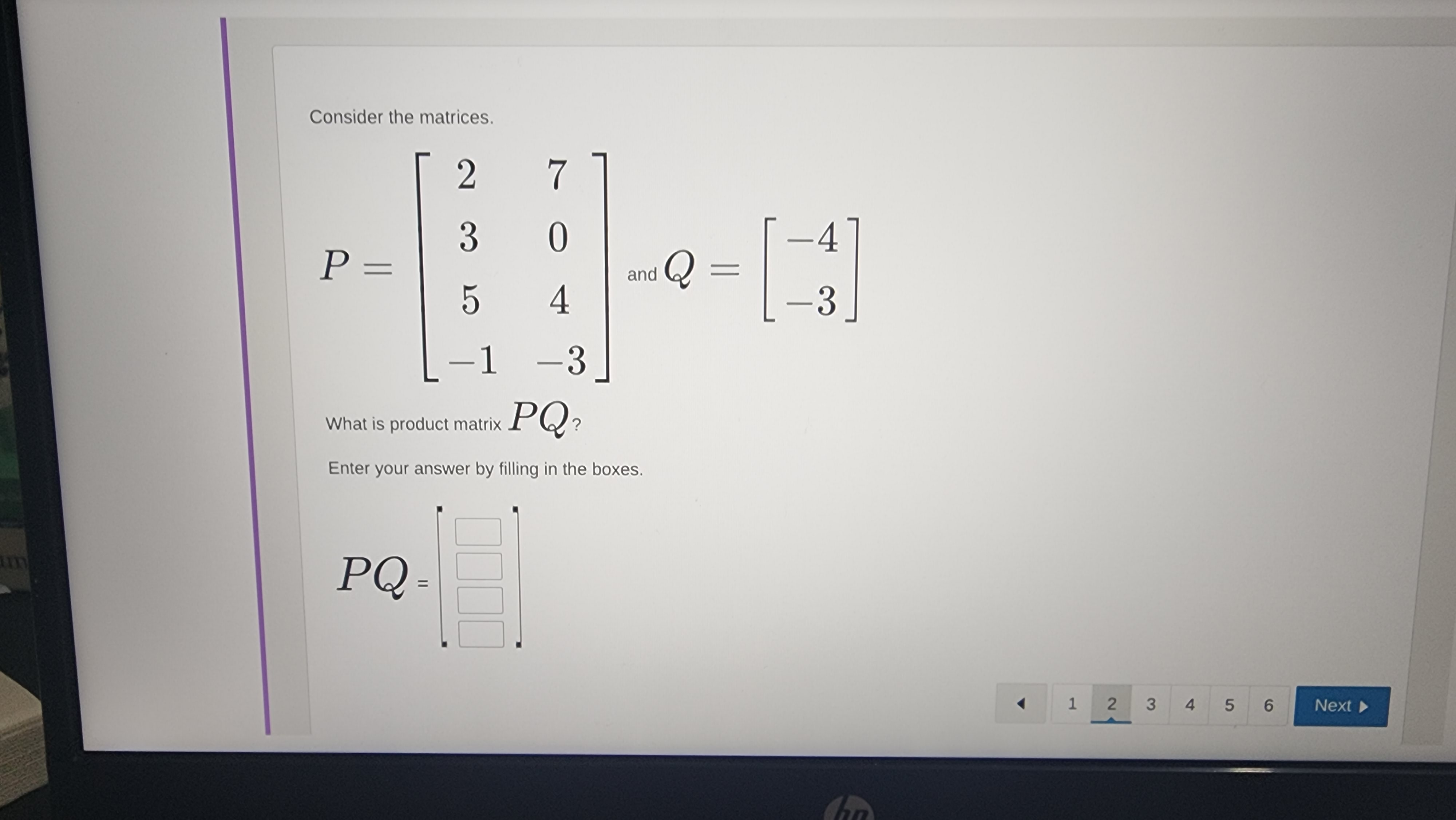 S = -1 5 Show that multiplication of matrices is not commutative