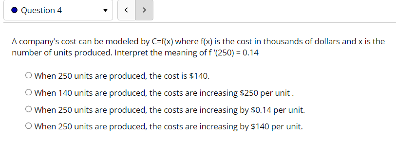the meaning off 1250} = [114 Q When 250 units are produced,