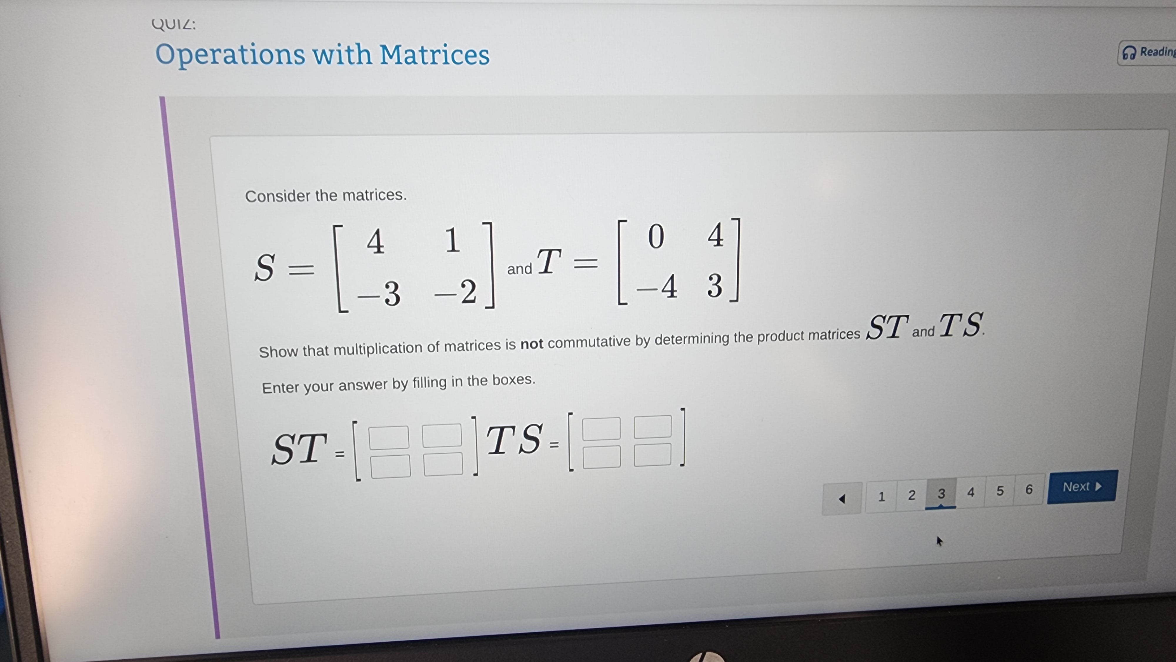 is the result of A - B? Enter your answer by filling